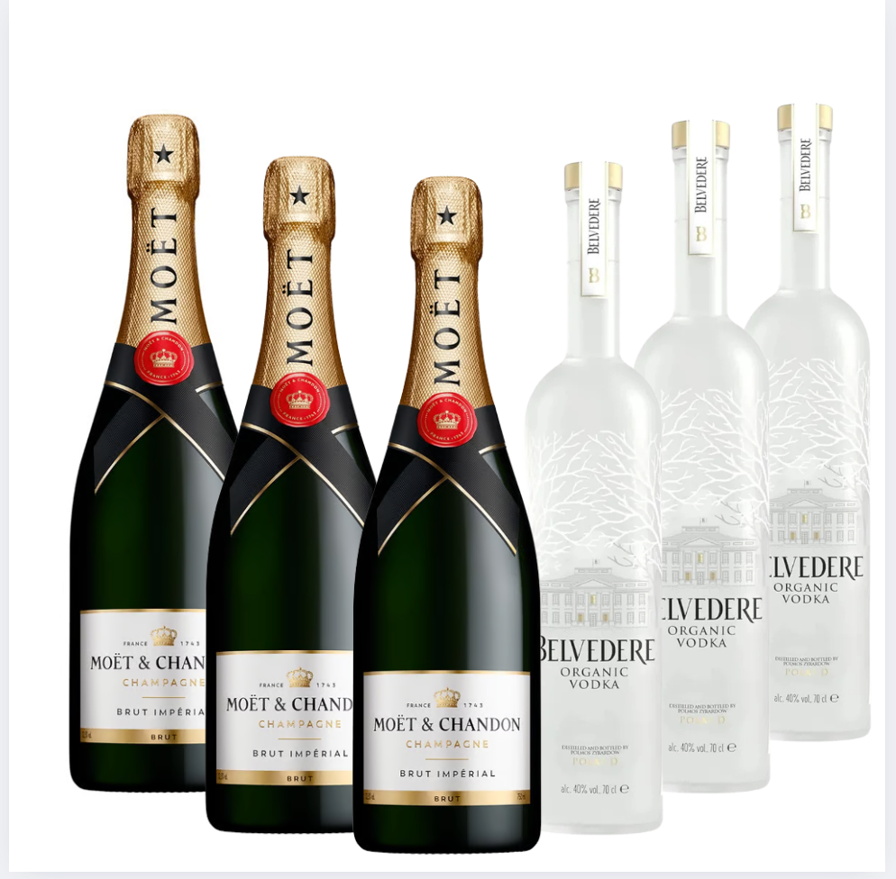 Moët & Chandon Champagne & Belvedere Vodka Luxury Celebration Case (6 Bottles)